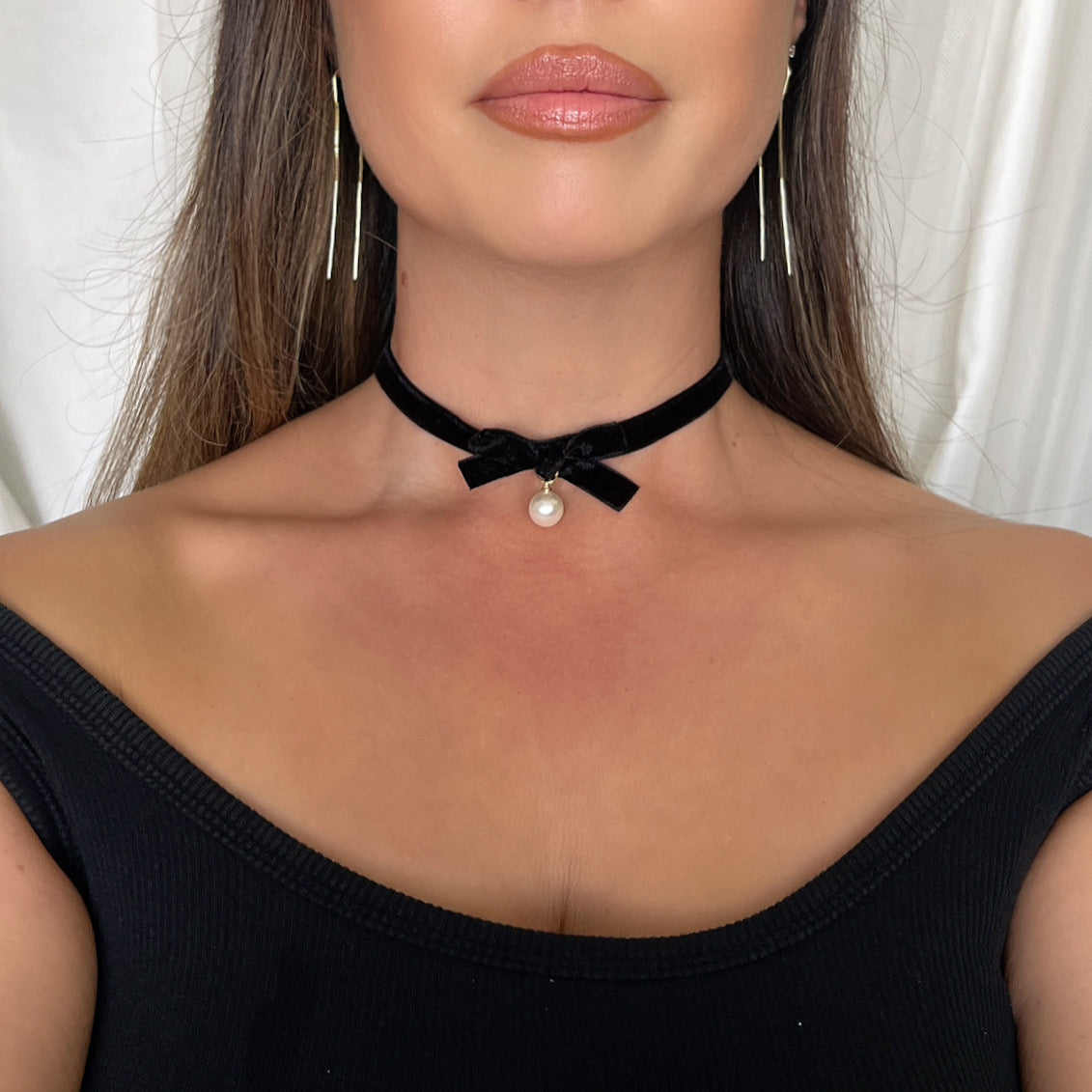 Velvety Bow Tie Choker - The Songbird Collection - black velvet