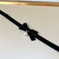 Velvety Bow Tie Choker - The Songbird Collection - black velvet