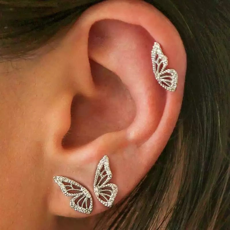 Mini Butterfly Stud Earrings - 925 Silver The Songbird Collection