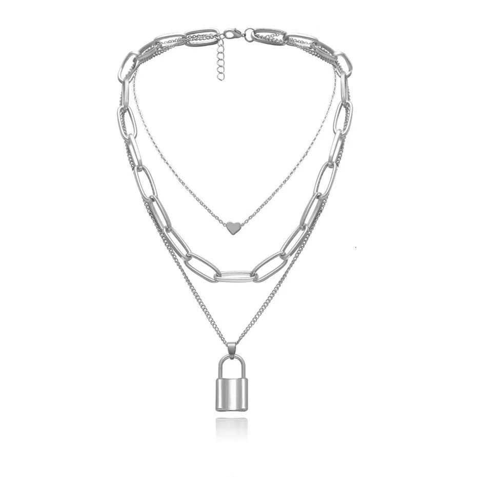 ❤️ Heart & Lock Layered Chain Necklace - LOW STOCK! - The Songbird Collection