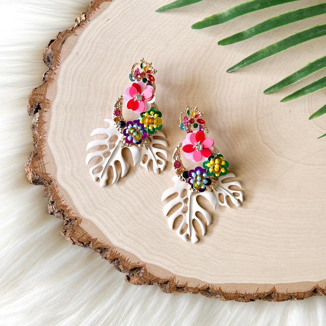 Caribbean Palm Leaf Earrings - The Songbird Collection