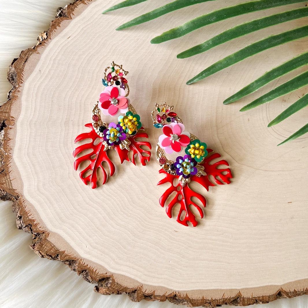 Caribbean Palm Leaf Earrings - The Songbird Collection