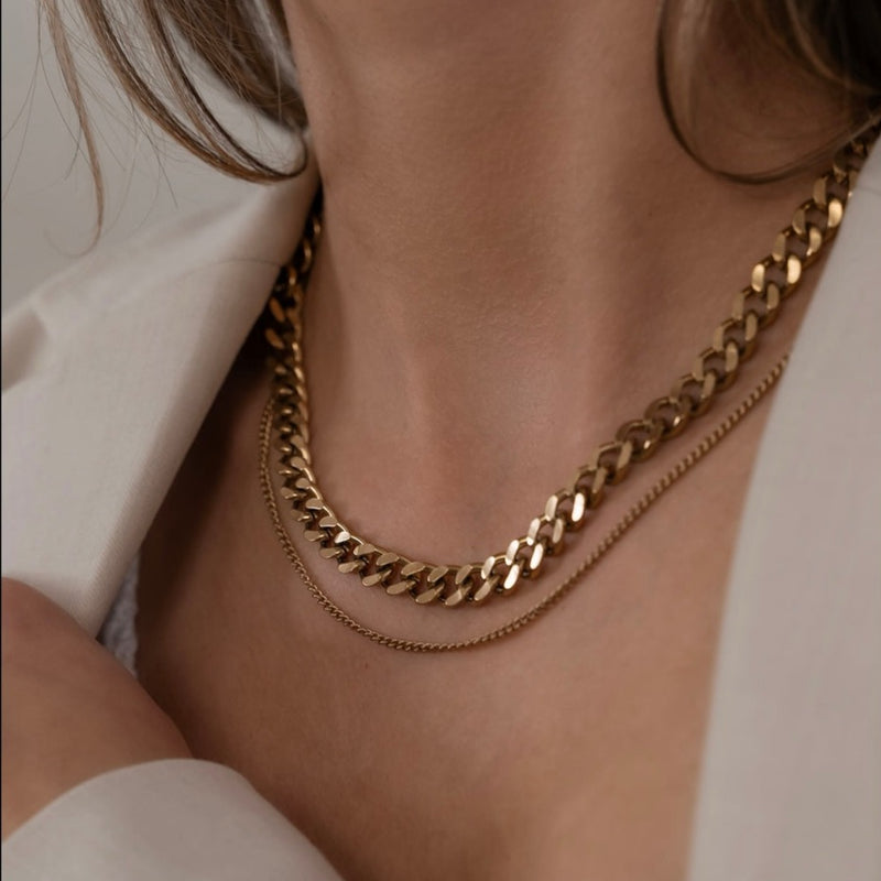 Chunky Necklace Thick Chain Cuban Necklace Curb Chain Layering