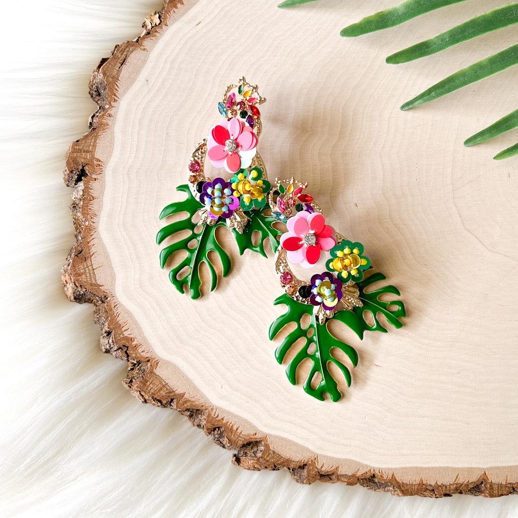 Caribbean Palm Leaf Earrings - The Songbird Collection