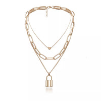 ❤️ Heart & Lock Layered Chain Necklace - LOW STOCK! - The Songbird Collection