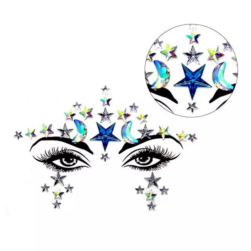 🌙 Moon & Stars Face Gems ✨💎 2 Colors – The Songbird Collection