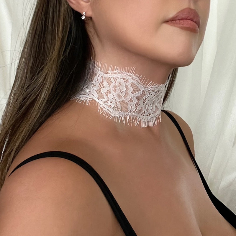 Naughty or Nice Lace Choker - White or Black