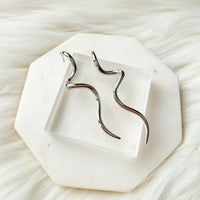 silver wavy earrings stainless steel