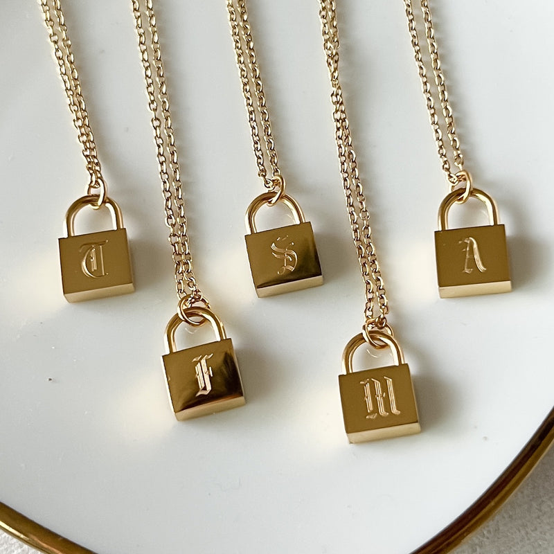 Gold Padlock Statement Necklace Minimal Lock Necklace for 