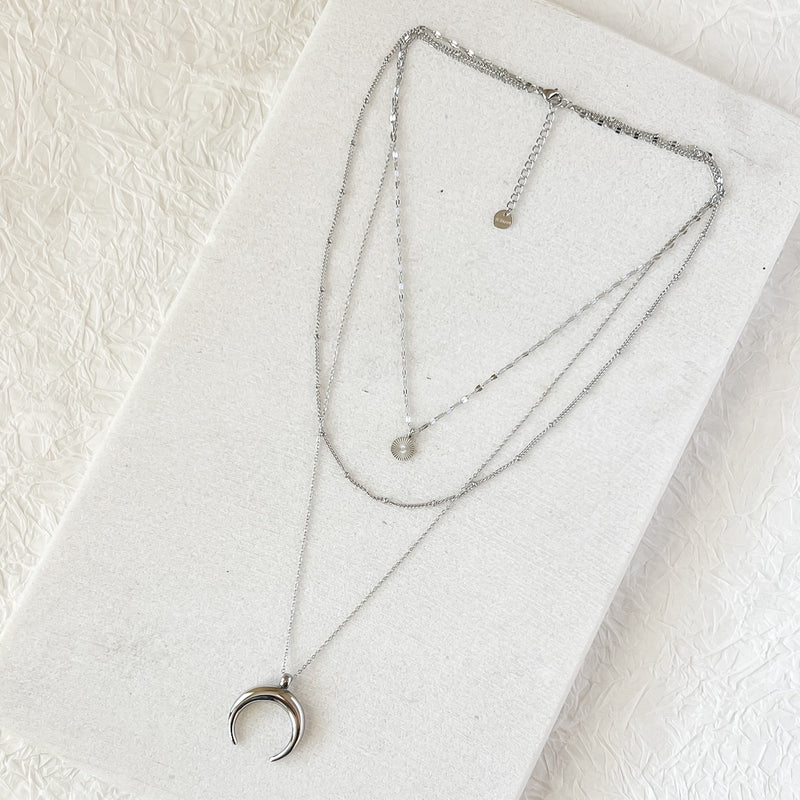 Crescent Moon Layered Necklace