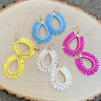 Palmetto Raffia Statement Earrings - 4 COLORS!