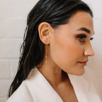 Jolie Bezel Drop Threader Earrings - LAST CHANCE!