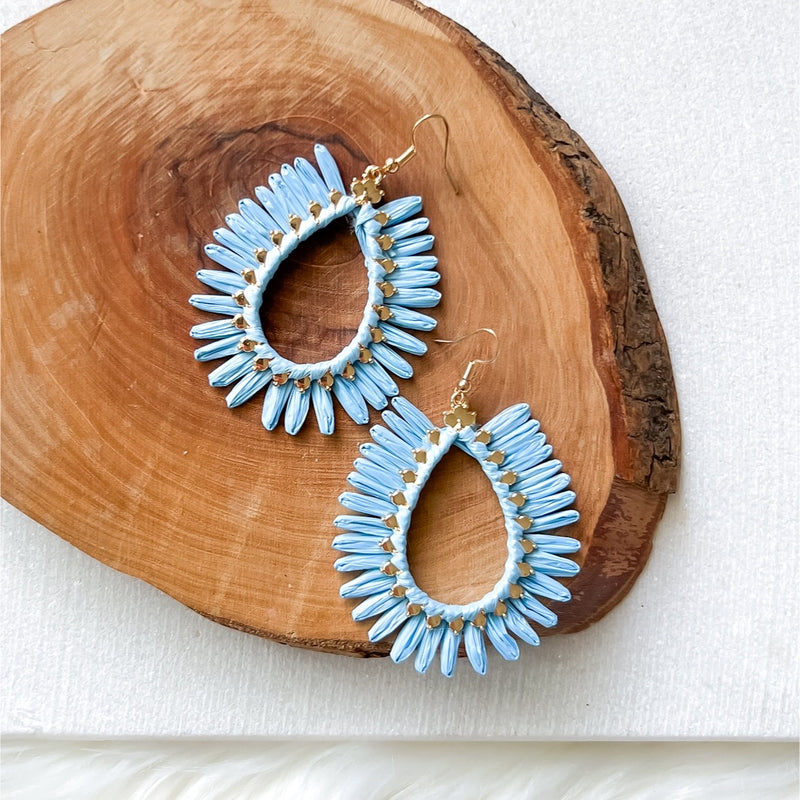 Palmetto Raffia Statement Earrings - 4 COLORS!