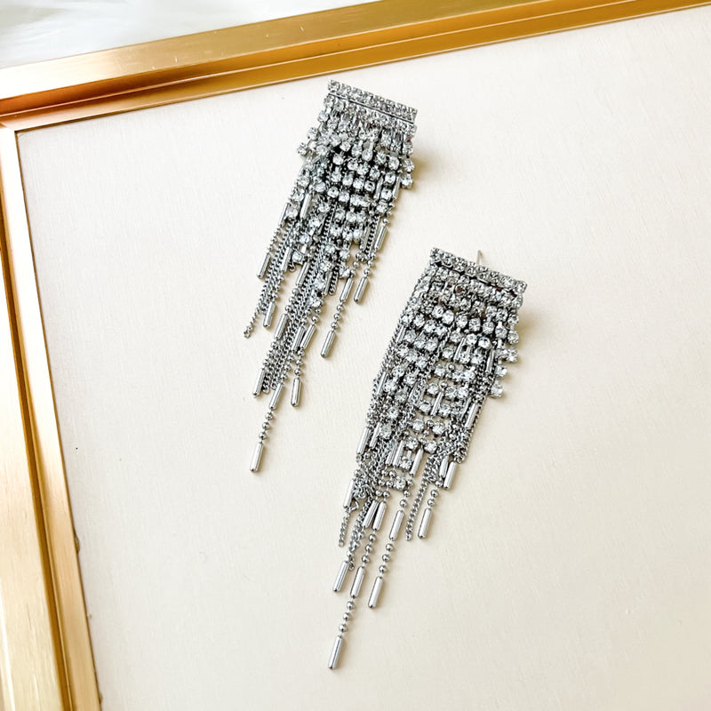 Paris Rhinestone Tassel Earrings