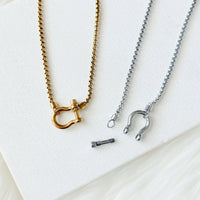 horseshoe lock necklace  stainless steel