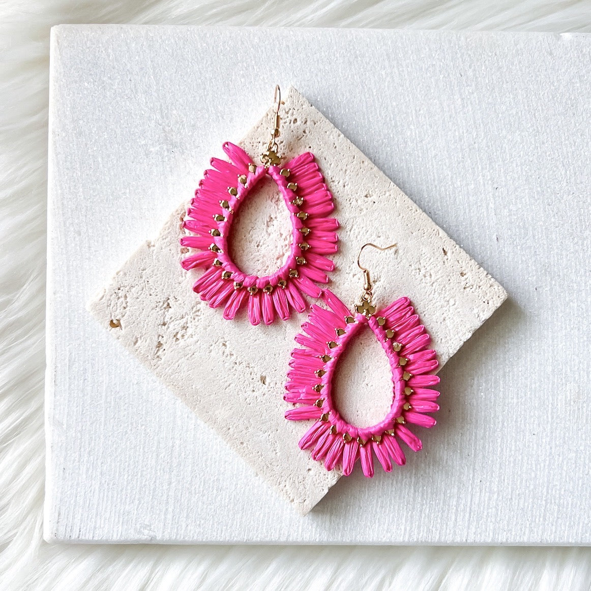 Palmetto Raffia Statement Earrings - 4 COLORS!
