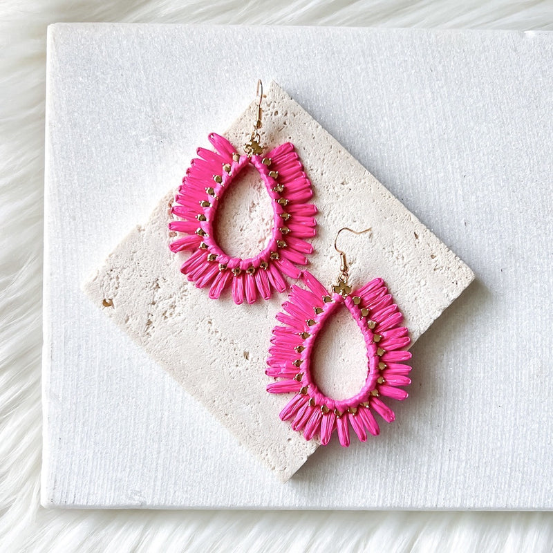 Palmetto Raffia Statement Earrings - 4 COLORS!
