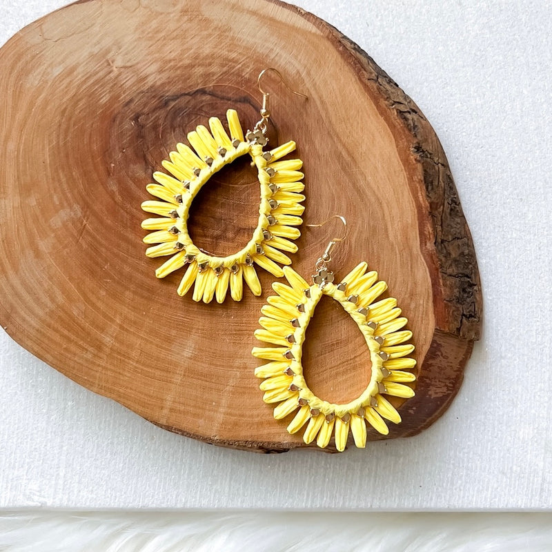 Palmetto Raffia Statement Earrings - 4 COLORS!