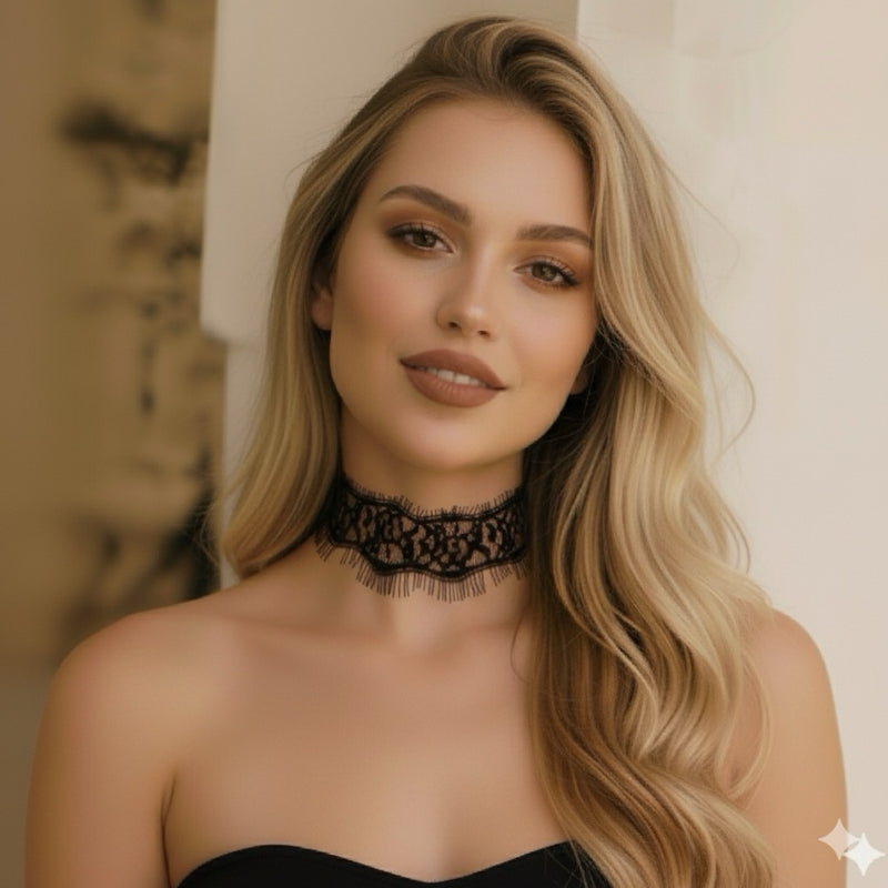 Naughty or Nice Lace Choker - White or Black
