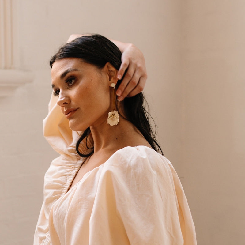 Vanilla Cream Petal Drop Earrings -  3 COLORS!