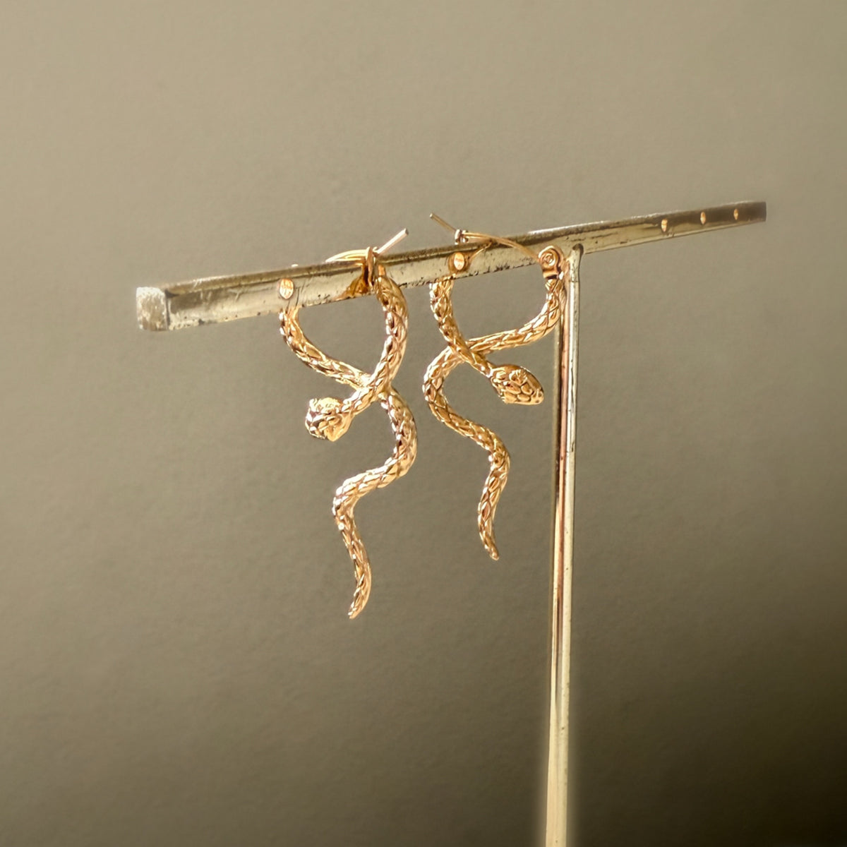 Serpentine Earrings - snake-shaped earrings - PVD gold plating stainless steel - The Songbird Collection