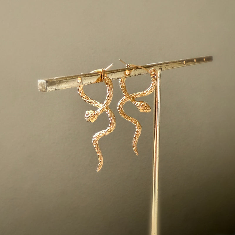 Serpentine Earrings - snake-shaped earrings - PVD gold plating stainless steel - The Songbird Collection