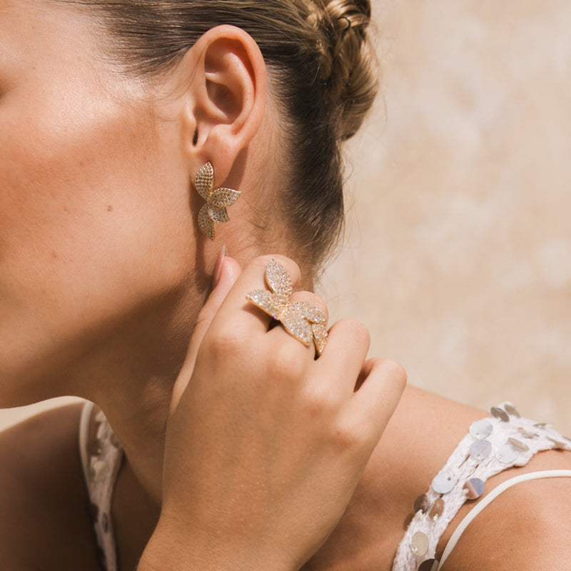 seraphine floral petal earrings micropave The Songbird Collection