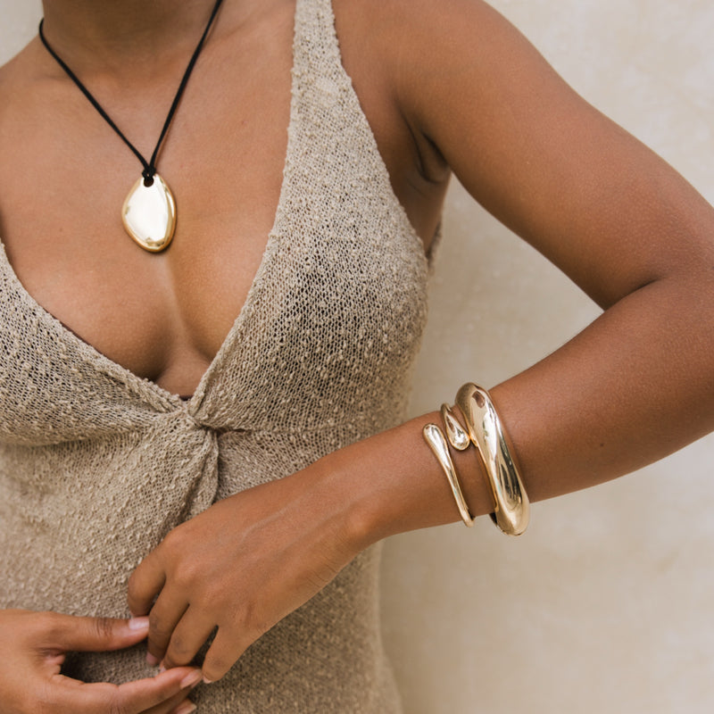 Chrome Wave cuff - Serenity Rope Pendant Necklace - The Songbird Collection