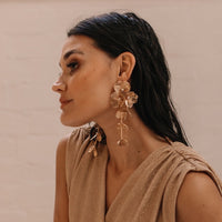 Golden Floral Statement Earrings