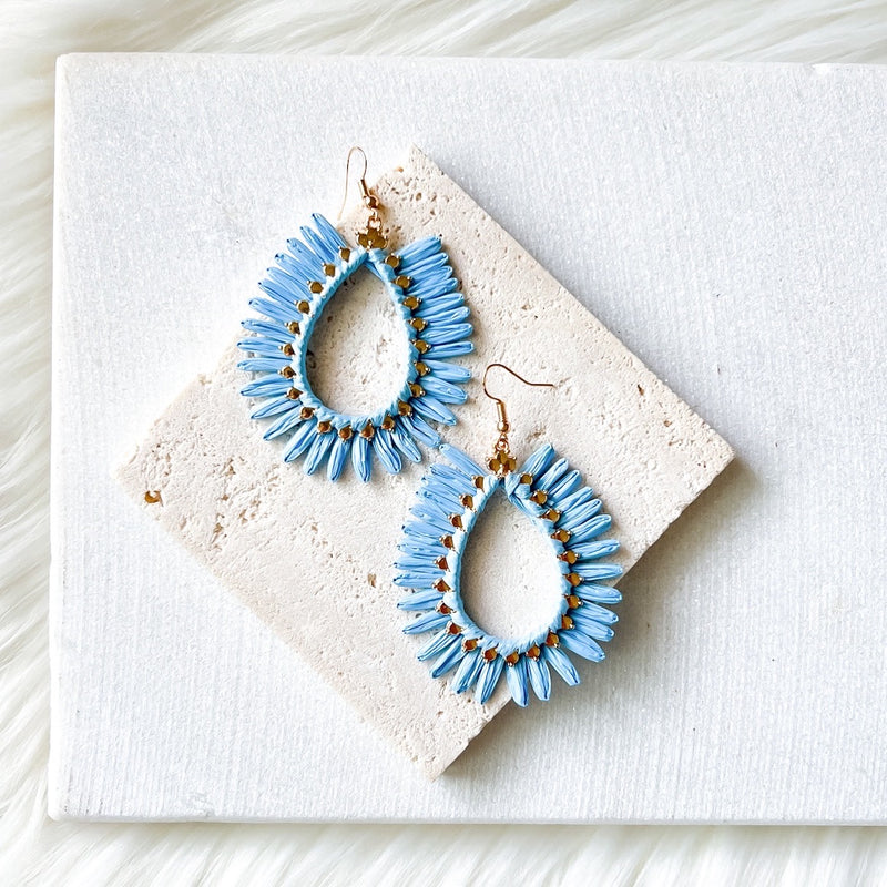 Palmetto Raffia Statement Earrings - 4 COLORS!