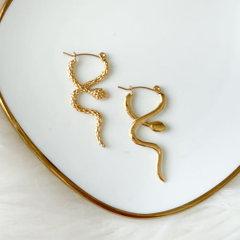 Serpentine Earrings - snake-shaped earrings - PVD gold plating stainless steel - The Songbird Collection