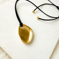 Serenity Rope Pendant Necklace - pebble shaped pendant - stainless steel - The Songbird Collection