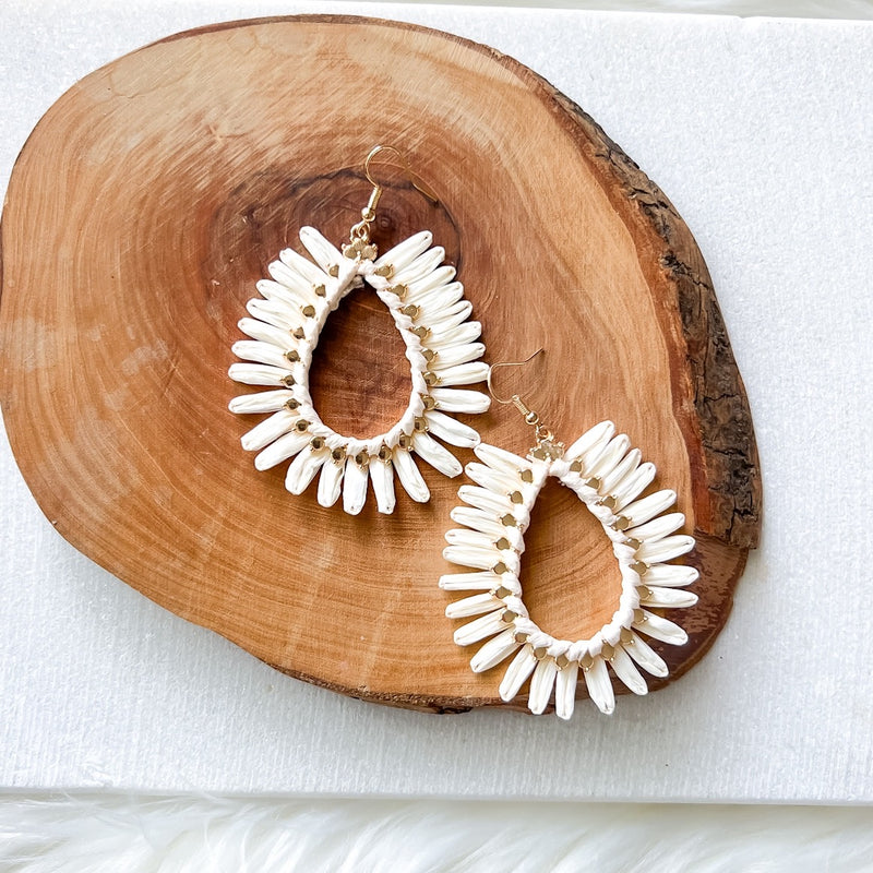 Palmetto Raffia Statement Earrings - 4 COLORS!