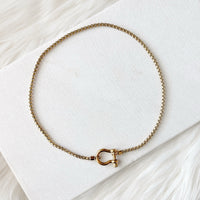 horseshoe lock necklace gold plated stainless steel