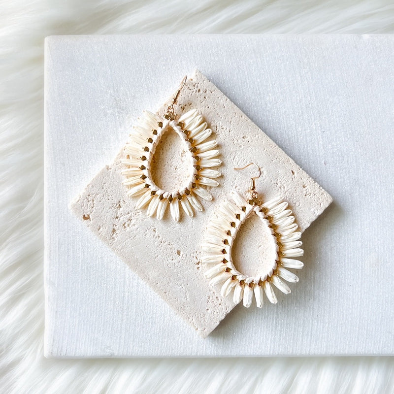 Palmetto Raffia Statement Earrings - 4 COLORS!