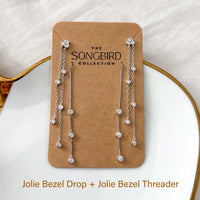 Jolie Bezel Drop Threader Earrings - LAST CHANCE!
