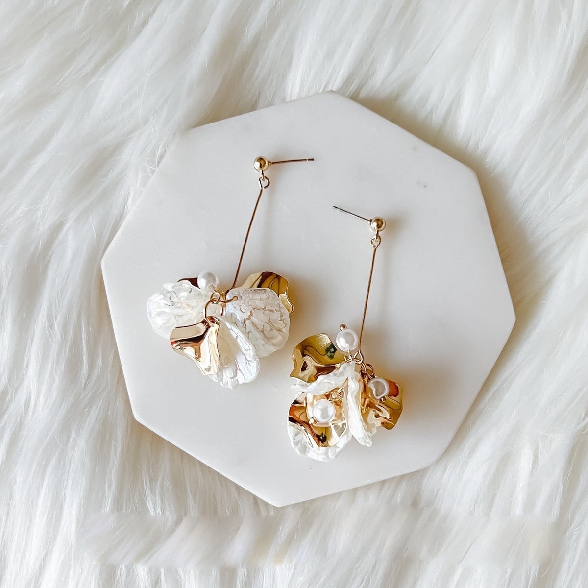 Golden Aurora Petal Drop Earrings