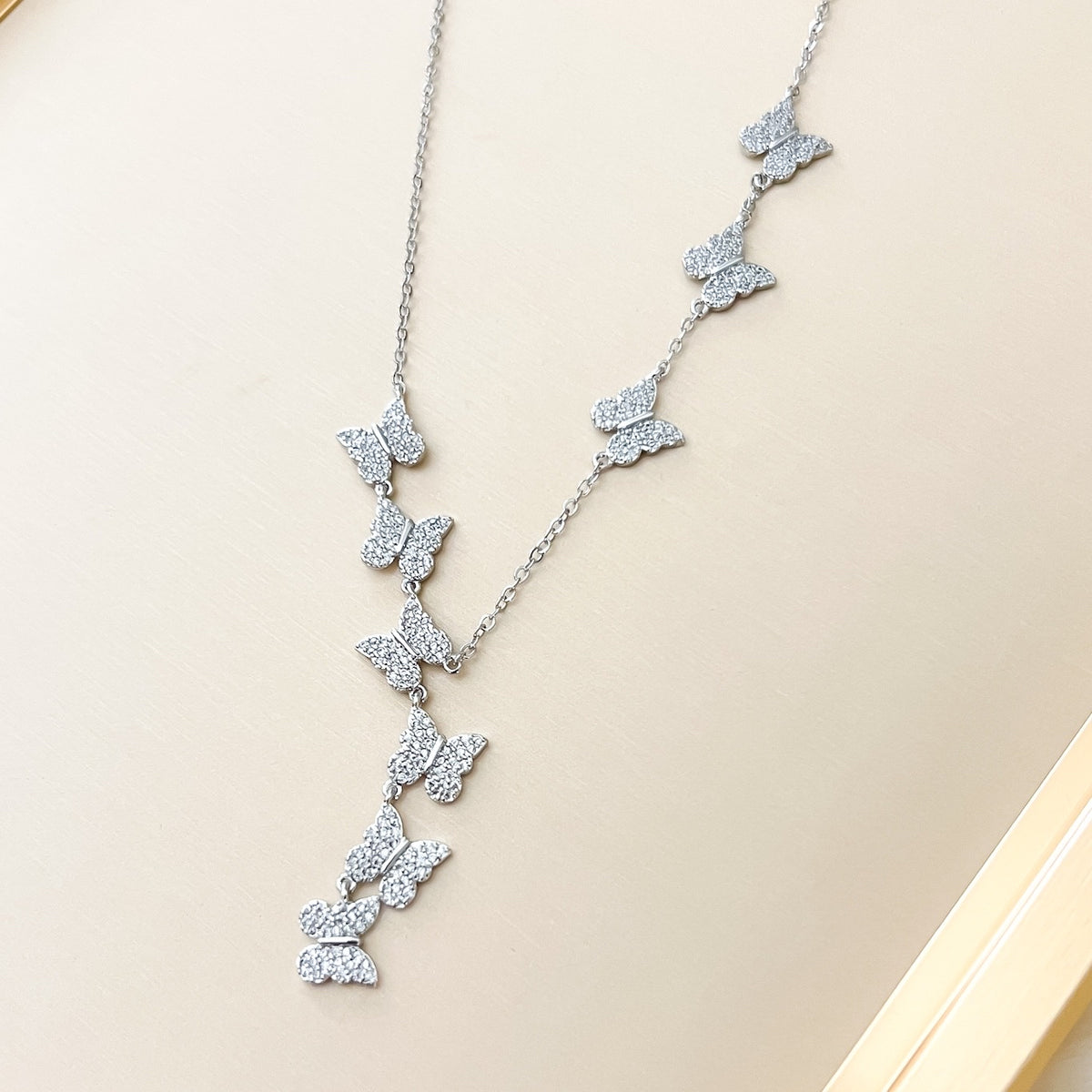 Cascading Butterflies Lariat Necklace