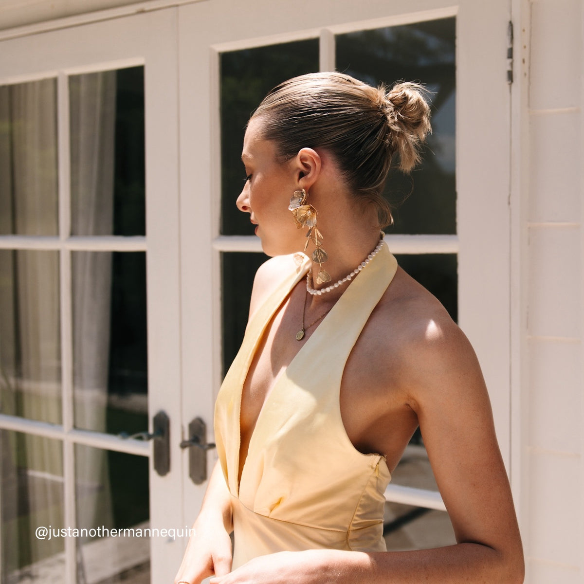 Golden Floral Statement Earrings