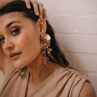 Golden Floral Statement Earrings - LAST CHANCE!