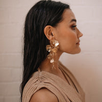 Golden Floral Statement Earrings - LAST CHANCE!