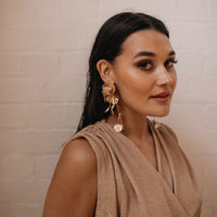 Golden Floral Statement Earrings - LAST CHANCE!
