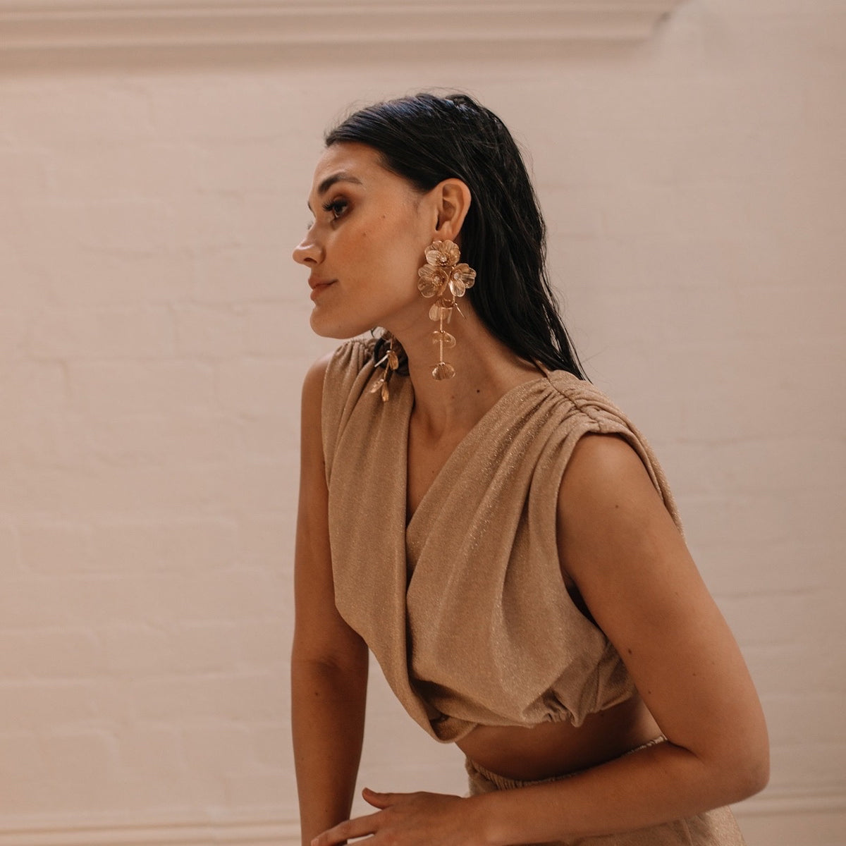 Golden Floral Statement Earrings - LAST CHANCE!