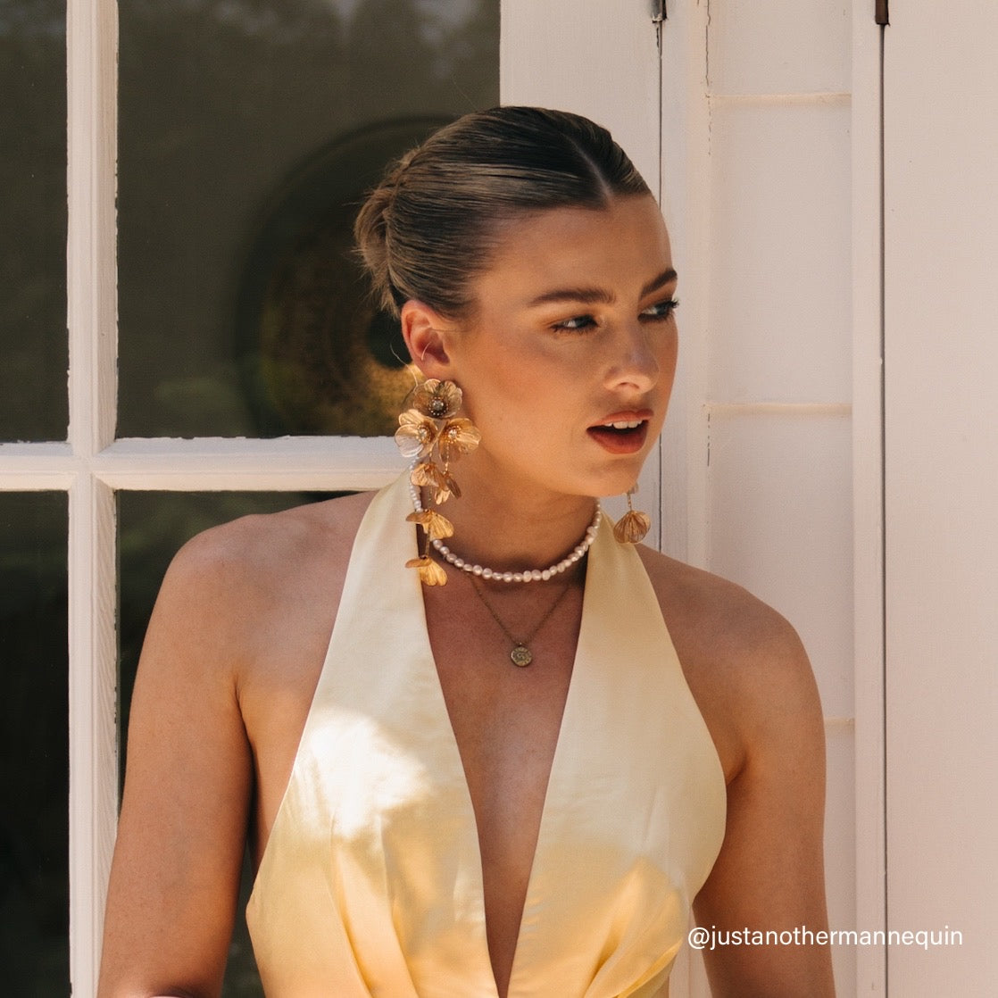 Golden Floral Statement Earrings - LAST CHANCE!