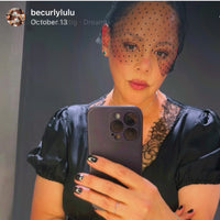 Black Lace Polka Dot Bunny Ear Headband