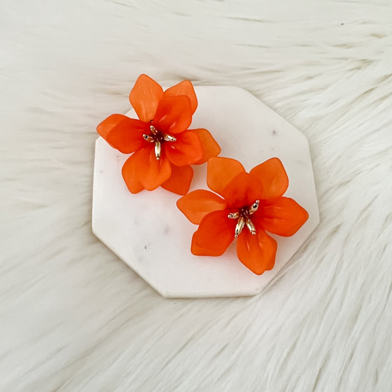 Dahlia Frosted Floral Earrings - 6 COLORS!