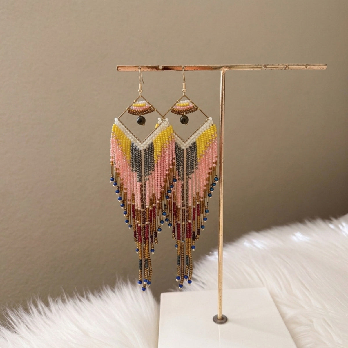 Mojave Ombre Beaded Statement Earrings - TWO COLORS!