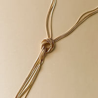 knotted chain Y shaped gold necklace