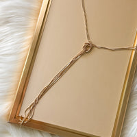 knotted chain Y shaped gold necklace
