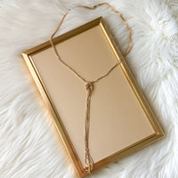knotted chain Y shaped gold necklace